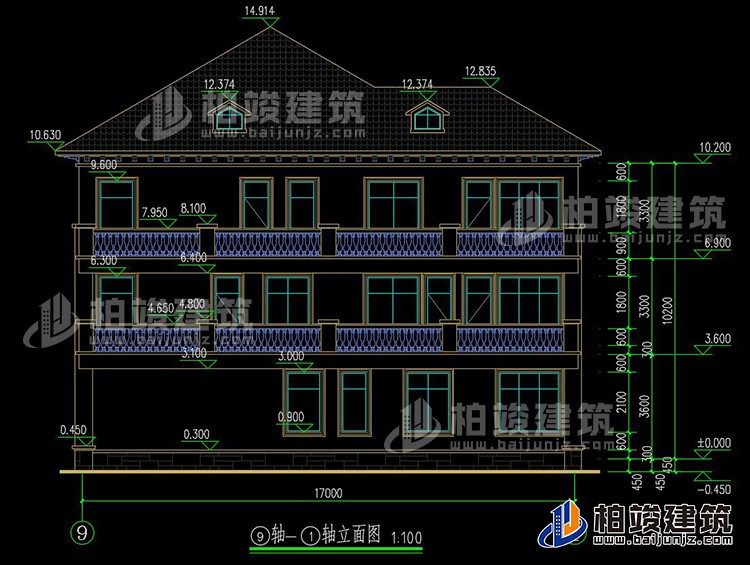 2019新農村歐式別墅設計圖，三層自建房大氣漂亮別墅BZ368-簡歐風格