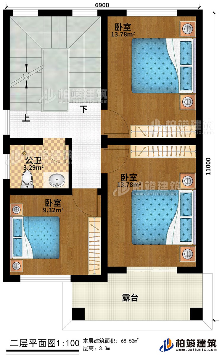 歐式三層樓房設計圖，三層新農村樓房圖紙BZ353-簡歐風格