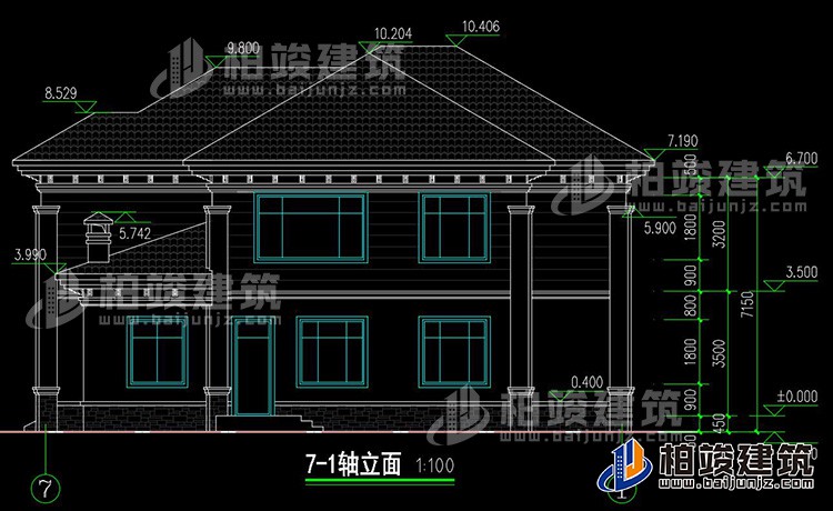 二層帶露臺農村簡單小別墅設計圖紙BZ2201-新中式風格