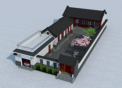 農村四合院一層設計圖 自建房帶堂屋HZ011-新中式風格