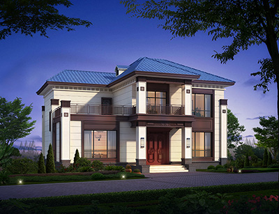農村新中式二層小別墅設計圖 造價40萬